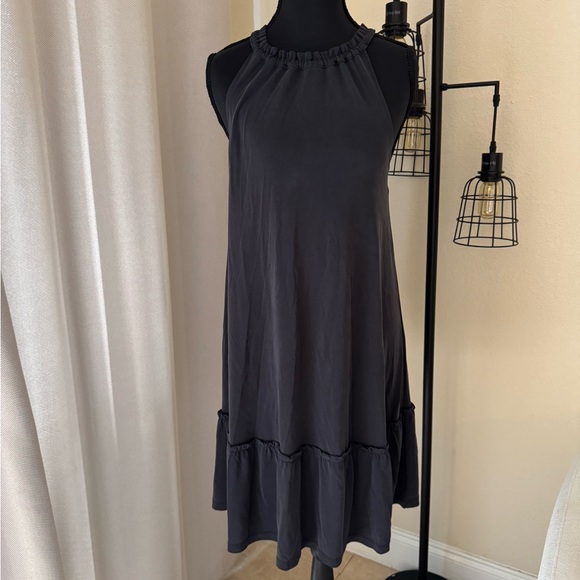 LOFT Dresses & Skirts - LOFT Sandwashed Faded Black Halter Flounce Small Sleeveless Pullover Dress